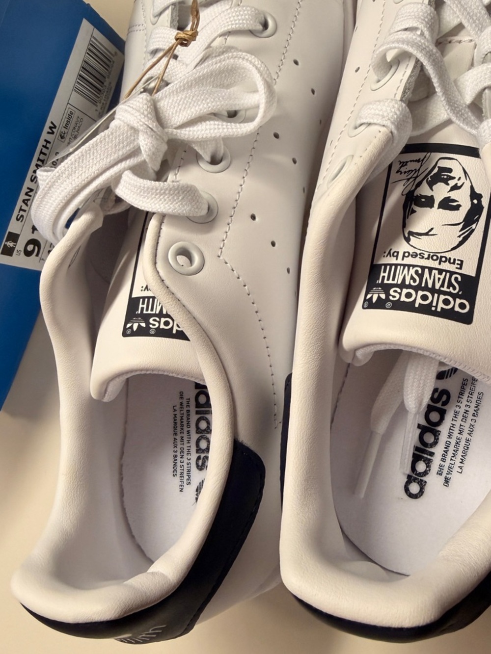 adidas Stan Smith W White and Navy Shoe Box Label - Picture 6 of 7